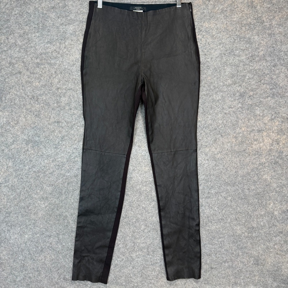 Max Mara Weekend Faux Leather Mixed Media Skinny Trouser Pants Womens US 12